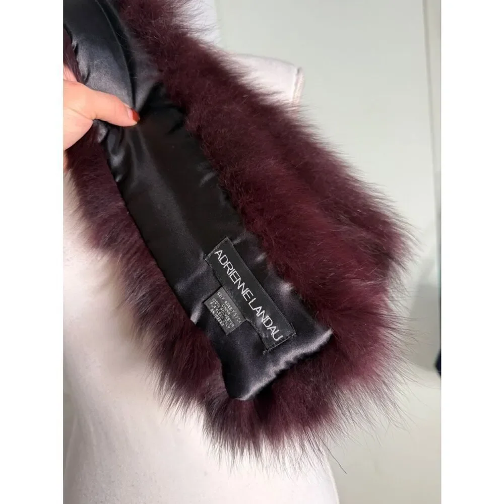Y2K Adrienne Landau Plum Fox & Rabbit Fur Collar in Excellent Vintage condition
